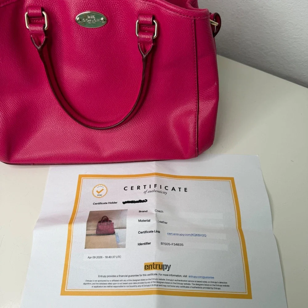 Coach Mini Margot Carryall Women Pink Crossgrain Leather Satchel Barbiecore AUTH